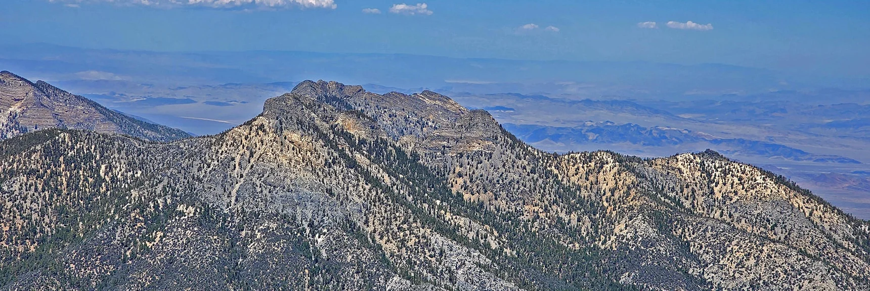 Sisters South, North, Blackrock Sister to Macks Peak Backdrop from Lee/Kyle Canyon Upper Ridgeline | Mummy Mountain Grand Crossing | Lee Canyon to Deer Creek Road | Mt Charleston Wilderness | Spring Mountains, Nevada |