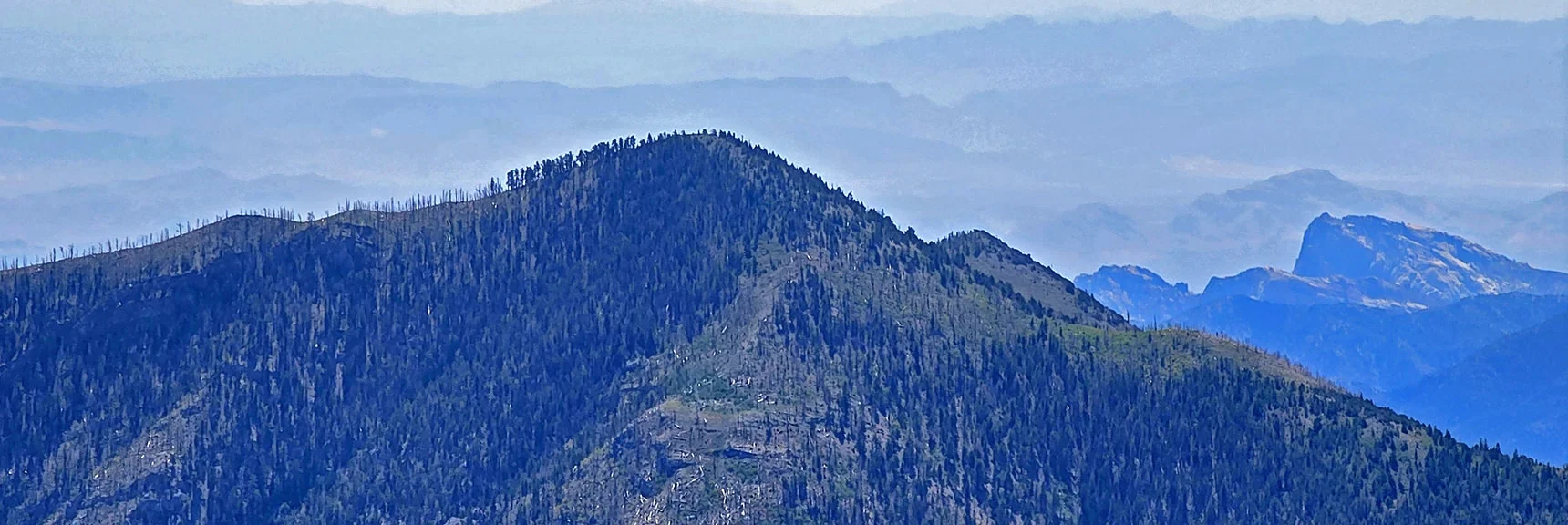 Harris Mountain and Approach Ridge from Lee/Kyle Canyon High Ridgeline. Mt Wilson & Bridge Mt to Right. | Mummy Mountain Grand Crossing | Lee Canyon to Deer Creek Road | Mt Charleston Wilderness | Spring Mountains, Nevada |