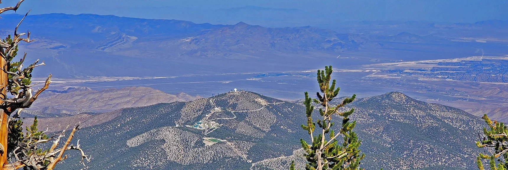 Angel Peak (Gass Peak and North Vegas Valley Background) from Descent Chute | Mummy Mountain Grand Crossing | Lee Canyon to Deer Creek Road | Mt Charleston Wilderness | Spring Mountains, Nevada |