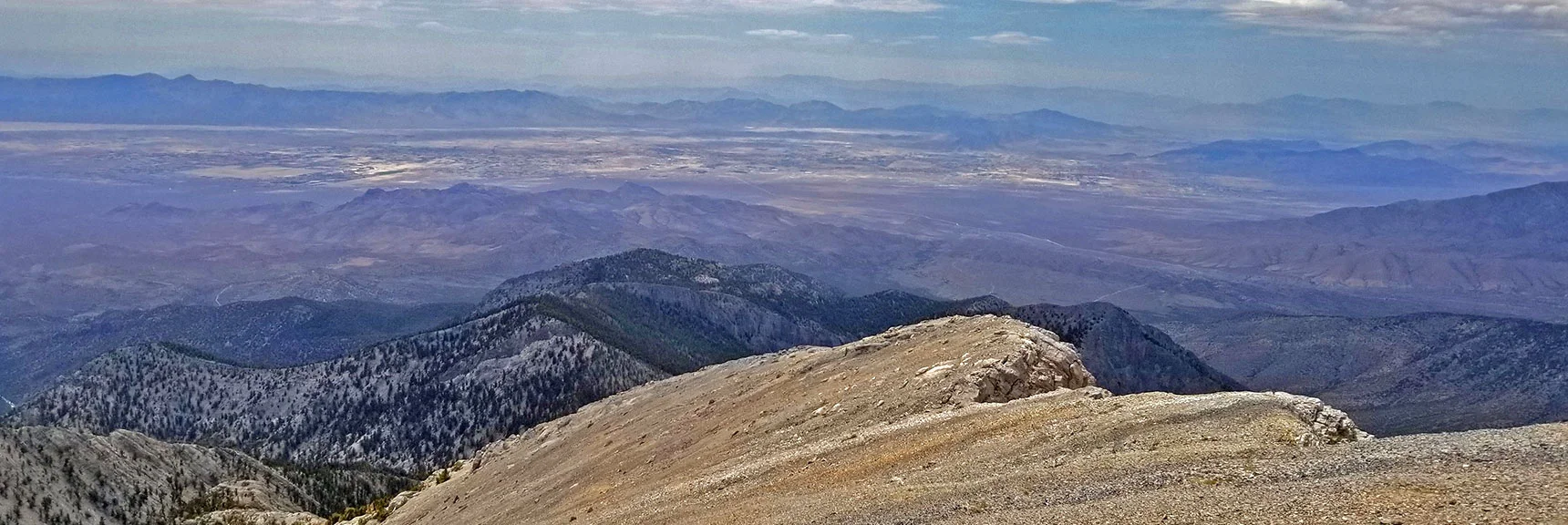 View Toward Pahrump and Beyond from Charleston Peak Summit | Lee and Charleston Peaks via Lee Canyon Mid Ridge | Mt Charleston Wilderness | Spring Mountains, Nevada