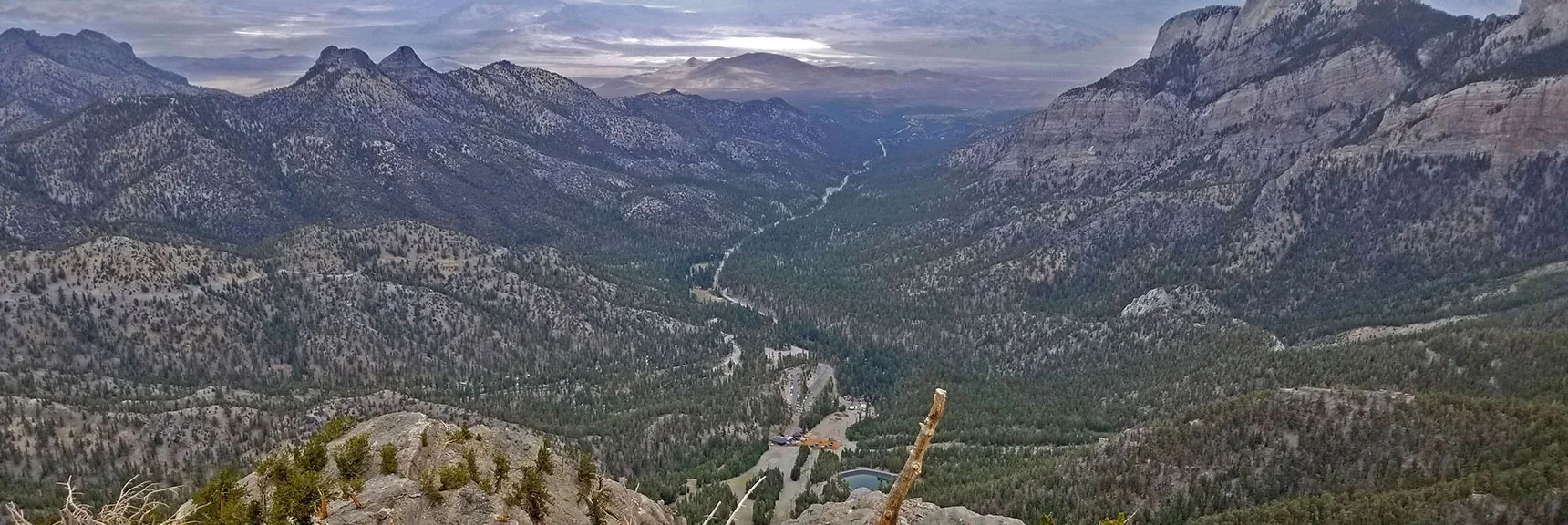 View Straight Down into Lee Canyon from Lee Peak Summit | Lee and Charleston Peaks via Lee Canyon Mid Ridge | Mt Charleston Wilderness | Spring Mountains, Nevada