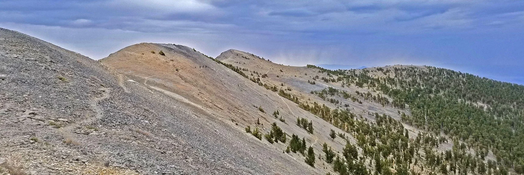 Note Parallel Trails: Ridgeline Trail and South Loop Trail Below. | Lee and Charleston Peaks via Lee Canyon Mid Ridge | Mt Charleston Wilderness | Spring Mountains, Nevada