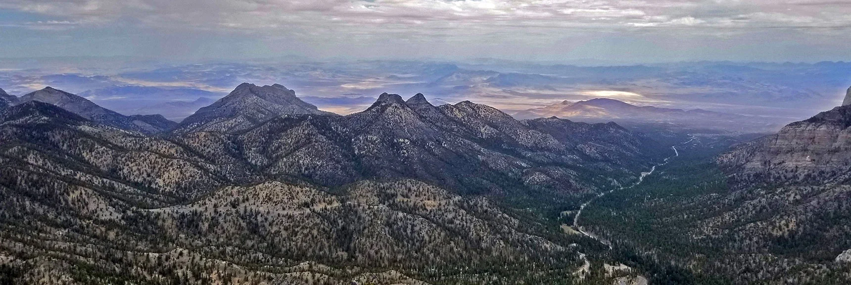 Macks Peak, Sisters South, North and Black Rock Sister from Lee Peak Summit | Lee and Charleston Peaks via Lee Canyon Mid Ridge | Mt Charleston Wilderness | Spring Mountains, Nevada