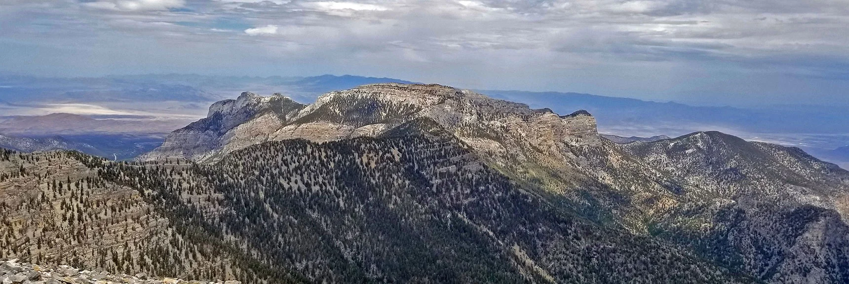 Mummy Mt and North Ridge of Kyle Canyon from Charleston Peak Summit | Lee and Charleston Peaks via Lee Canyon Mid Ridge | Mt Charleston Wilderness | Spring Mountains, Nevada