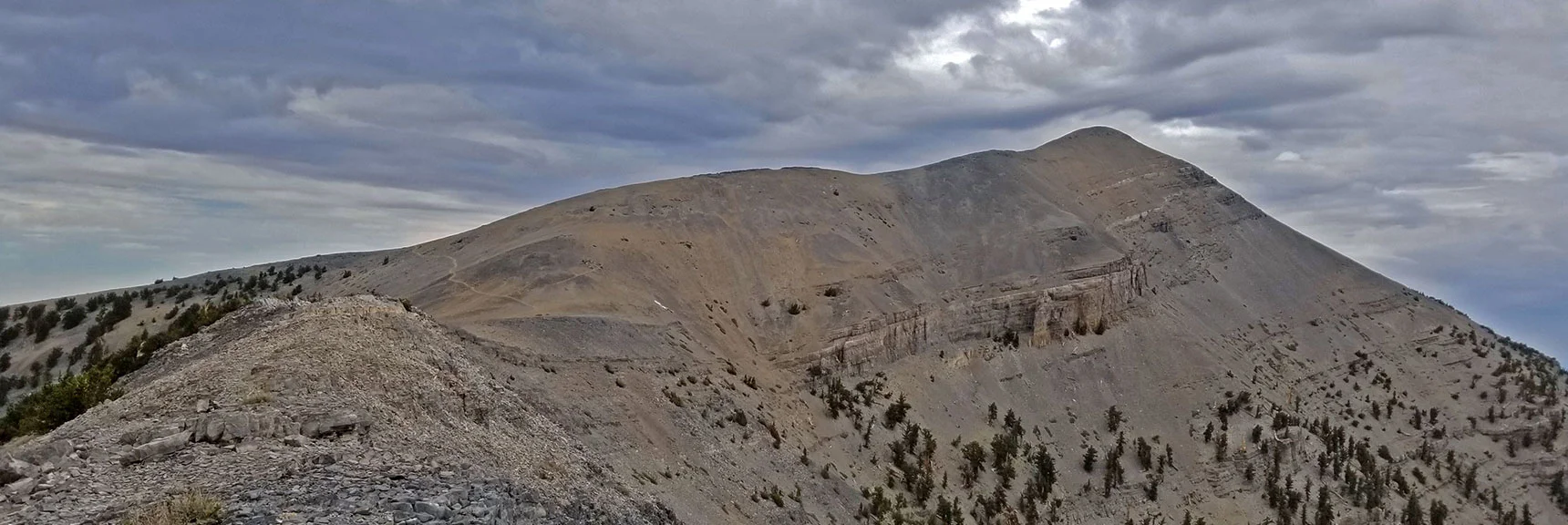 View Back Toward Charleston Peak from Kyle Canyon South Ridgeline | Lee and Charleston Peaks via Lee Canyon Mid Ridge | Mt Charleston Wilderness | Spring Mountains, Nevada