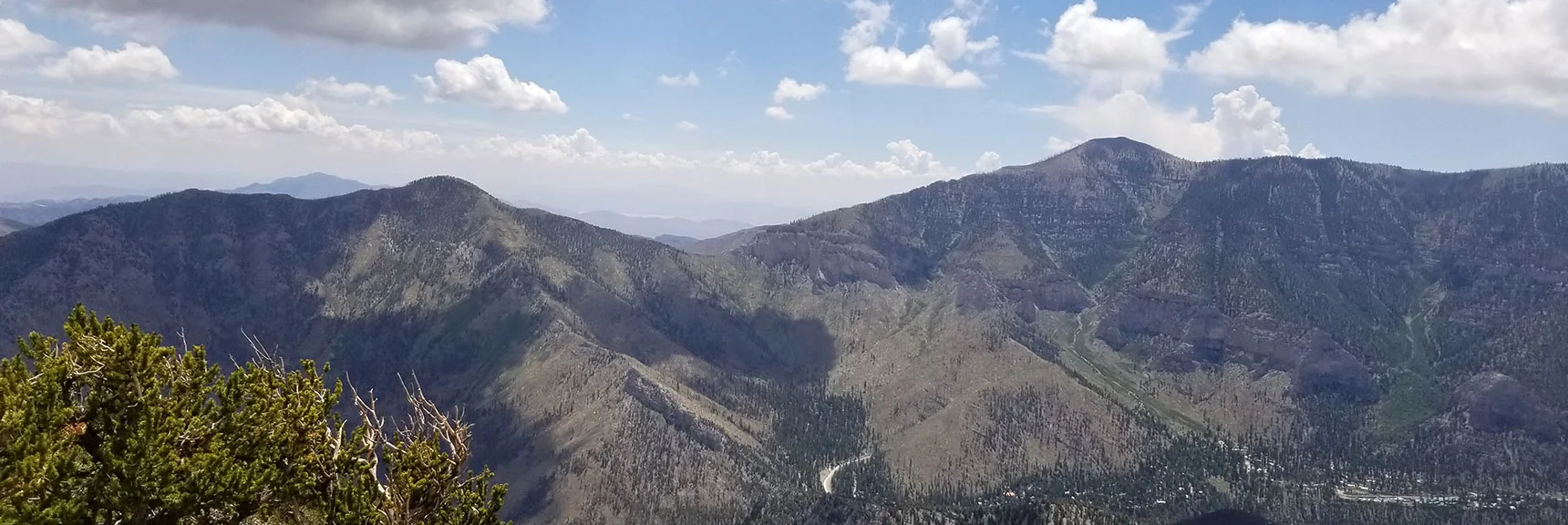 Harris Mt / Griffith Peak Saddle from Fletcher Peak Summit | Grand Circuit Loop Cougar Ridge Trail, Mummy Mountain Knees | Mummy Mountain Toe | Mummy Springs | Raintree | Fletcher Peak | Mt Charleston Wilderness | Spring Mountains, Nevada