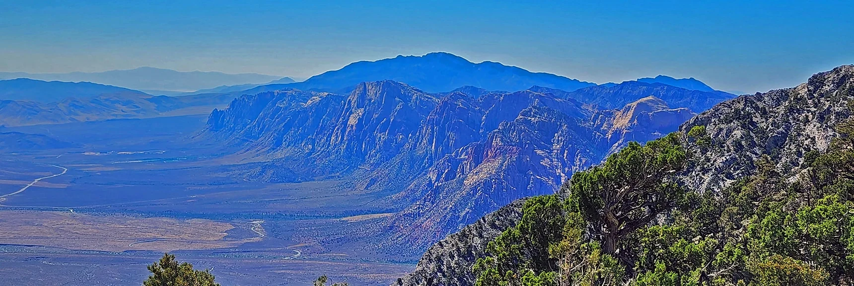 Rainbow Mts. and Potosi Mt. El Bastardo Southern Cliff in Foreground | Kyle Canyon Grand Crossing | Northern Half | La Madre Mountains Wilderness, Nevada