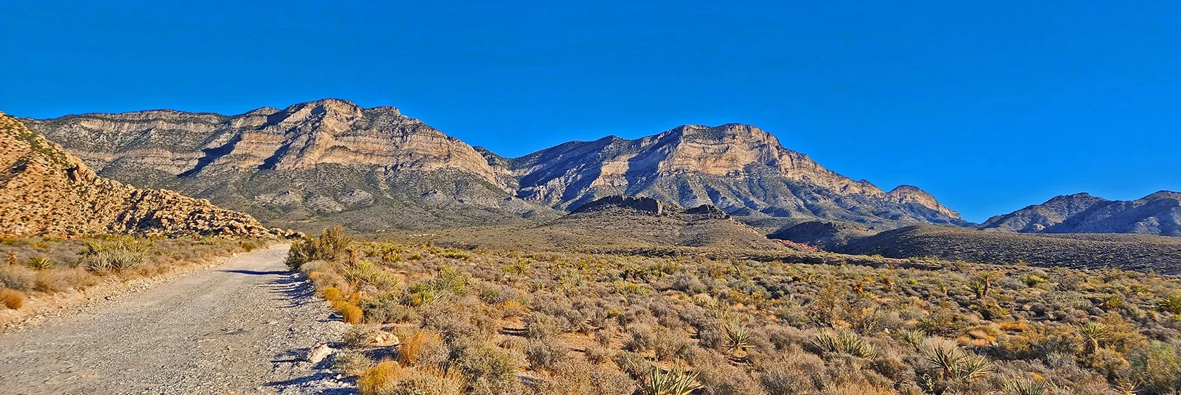 El Bastardo, El Padre and the Saddle Between from the White Rock Lower Trailhead | Kyle Canyon Grand Crossing | Southern Half | Red Rock Canyon National Conservation Area, Nevada