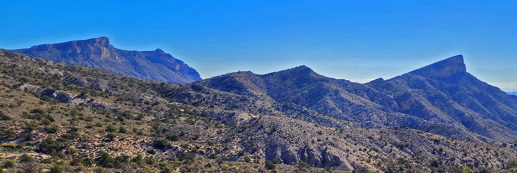 Damsel Peak (Left), Turtlehead Peak (Right) on Either Side of Brownstone Canyon | Kyle Canyon Grand Crossing | Southern Half | Red Rock Canyon National Conservation Area, Nevada