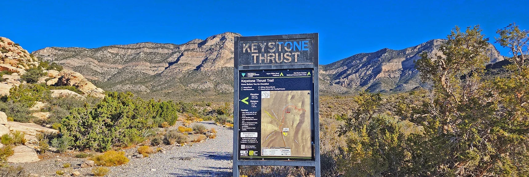 Head Toward the Keystone Thrust Trail. The Thrust is the Cliff Ahead | Kyle Canyon Grand Crossing | Southern Half | Red Rock Canyon National Conservation Area, Nevada