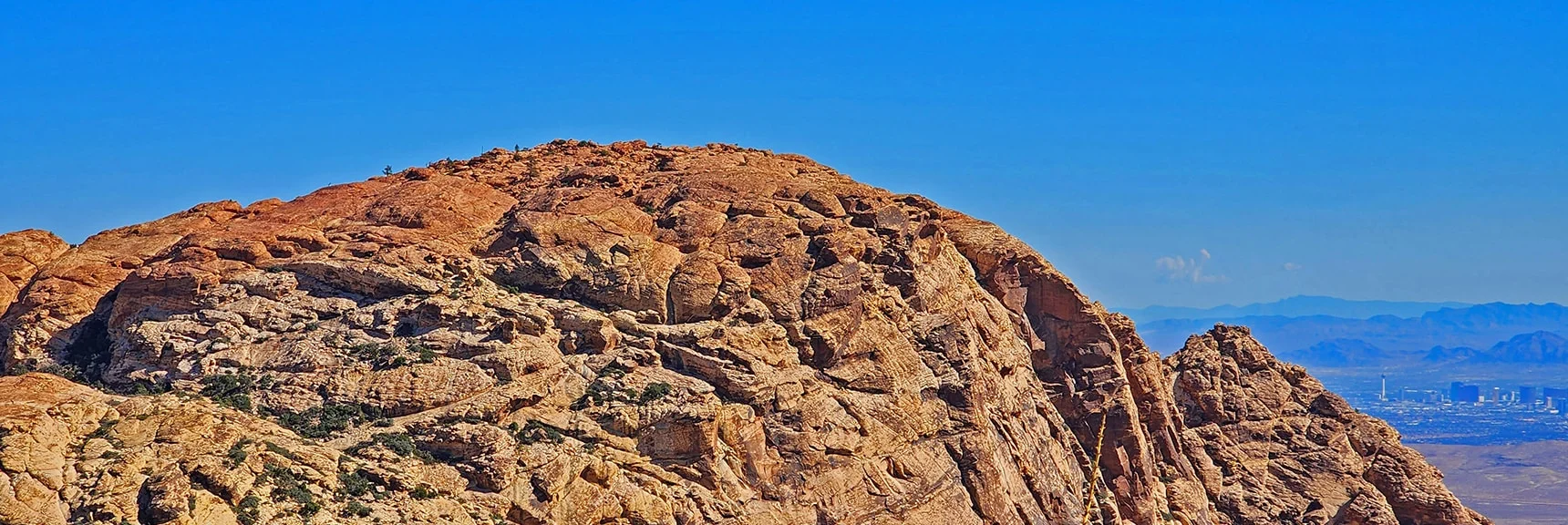 Close-up of Windy Peak Summit. Vegas Strip to Right. | Hollow Rock Peak | Rainbow Mountain Wilderness, Nevada