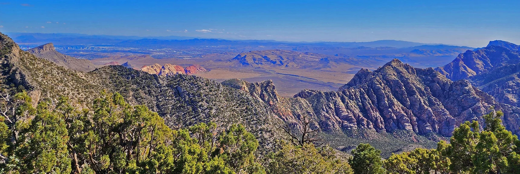 White Rock Mt with Red Rock Canyon Background | Keystone Thrust West Summit Above White Rock Mountain | La Madre Mountains Wilderness, Nevada