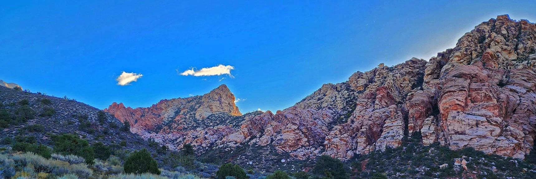 White Rock Mountain Glows in Rising Sun | Keystone Thrust West Summit Above White Rock Mountain | La Madre Mountains Wilderness, Nevada