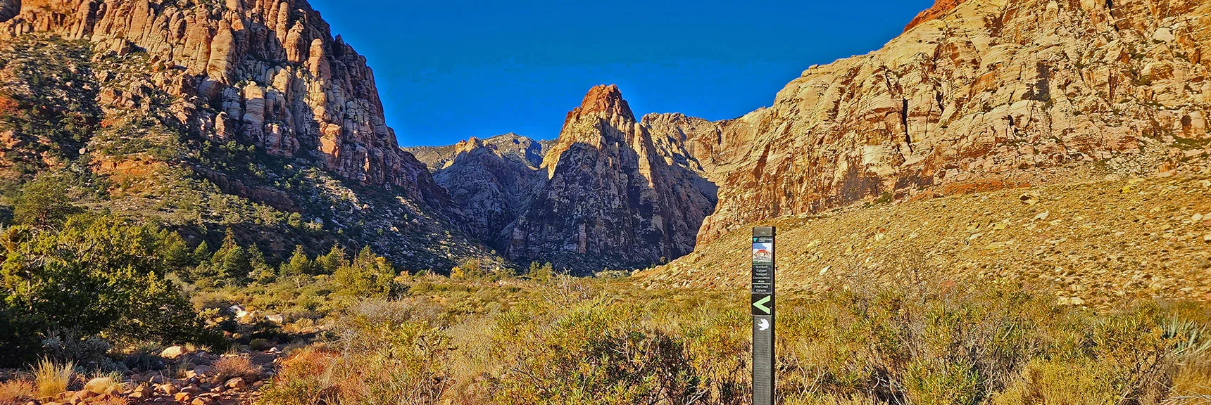 Approaching Pine Creek Canyon on Pine Creek Loop Trail. Mescalito Pyramid Central Feature. | Rock Climber Observations | Pine Creek Canyon | Rainbow Mountain Wilderness, Nevada