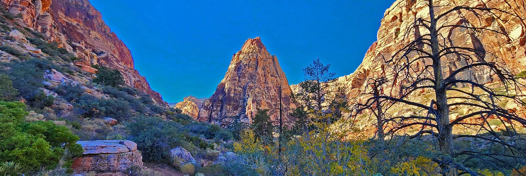 Mescalito Pyramid Divides Pine Creek Canyon into a North and South Branch | Rock Climber Observations | Pine Creek Canyon | Rainbow Mountain Wilderness, Nevada