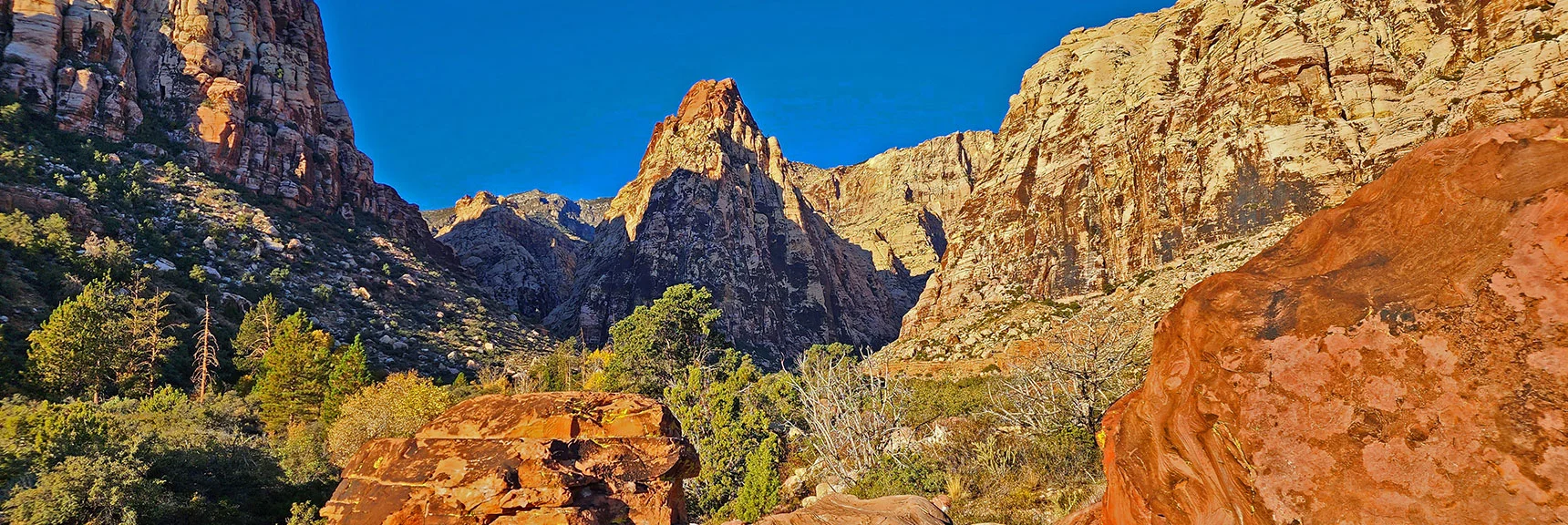 Closing in on Pine Creek Canyon. Note the High Ridge Above and Behind Mescalito Pyramid. | Rock Climber Observations | Pine Creek Canyon | Rainbow Mountain Wilderness, Nevada