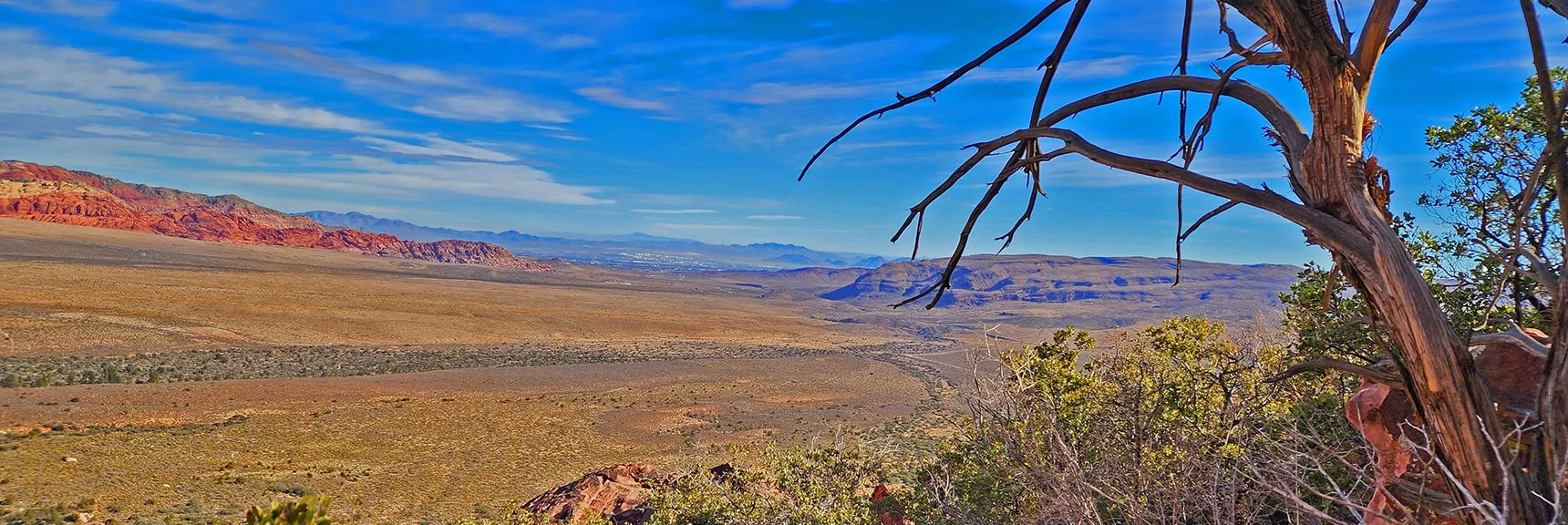 Calico Hills, Las Vegas Valley and Blue Diamond Mountain All Across Red Rock Canyon | Rainbow Mountain Eastern Cliffs Rock Climbers | Rainbow Mountain Wilderness, Nevada