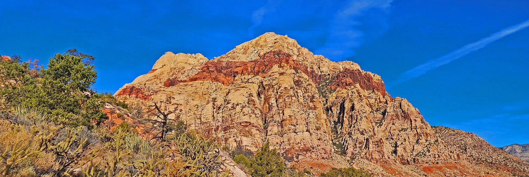 Looking Back on Bridge Mountain from Base of Juniper Peak | Rainbow Mountain Eastern Cliffs Rock Climbers | Rainbow Mountain Wilderness, Nevada