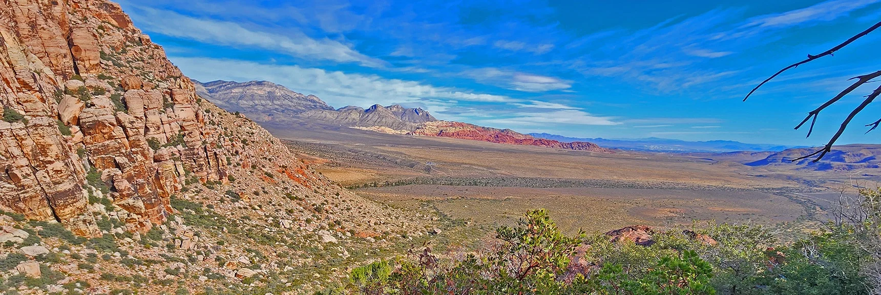 Large View East from Rainbow Mountain's Eastern Base | Rainbow Mountain Eastern Cliffs Rock Climbers | Rainbow Mountain Wilderness, Nevada