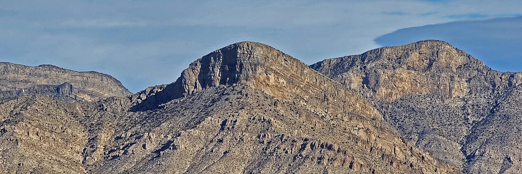 Larger View of Turtlehead Peak (center) | Rainbow Mountain Eastern Cliffs Rock Climbers | Rainbow Mountain Wilderness, Nevada