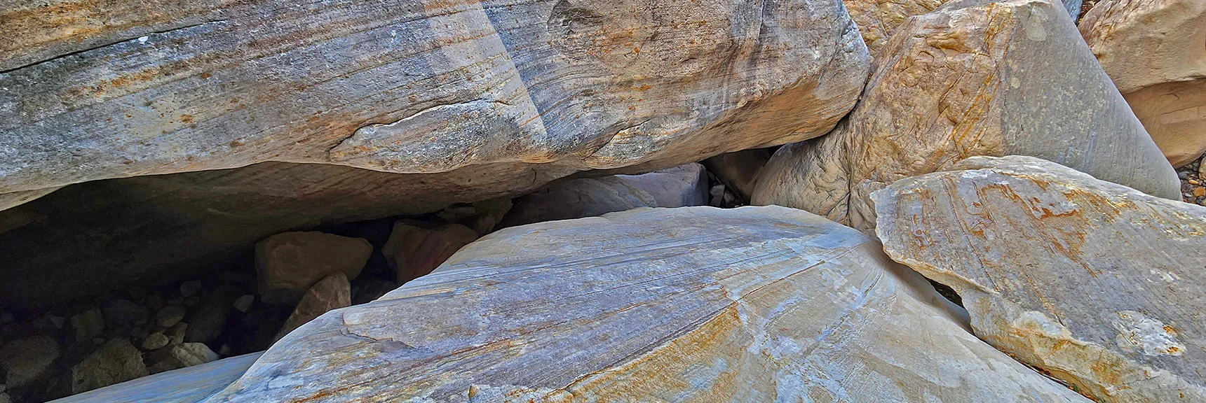 View Back Down Through That Crawl Hole | Oak Creek Canyon North Branch Toward Rainbow Mountains Upper Crest Ridgeline | Rainbow Mountain Wilderness, Nevada
