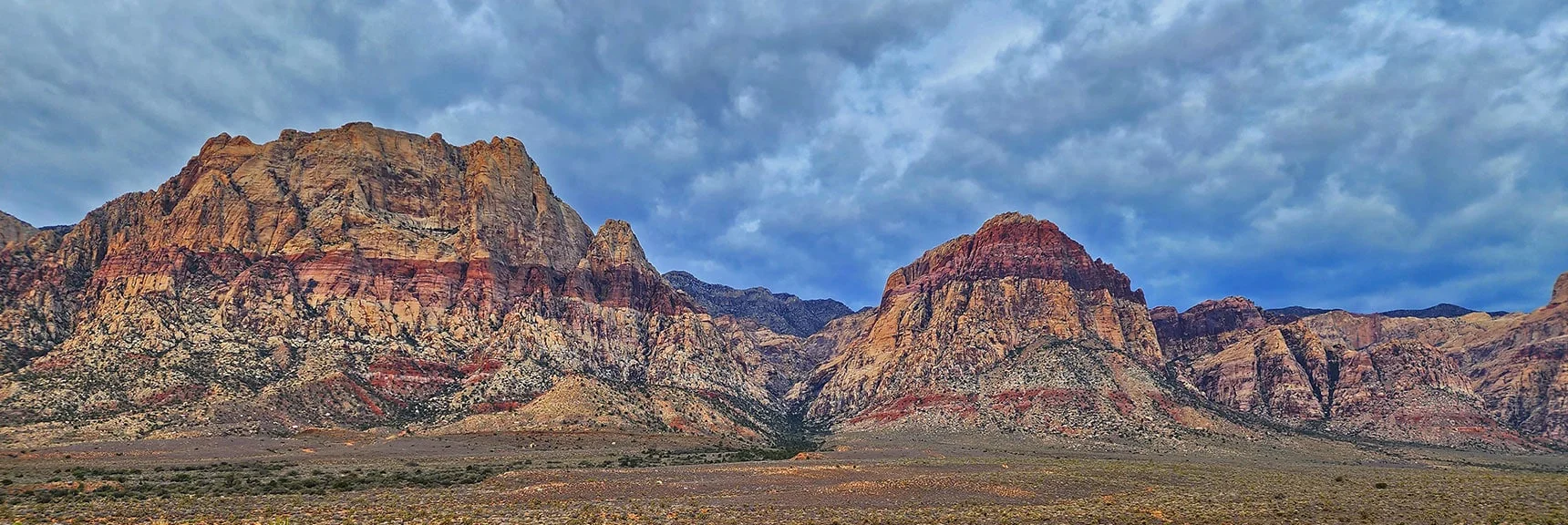 Oak Creek Canyon between Mt. Wilson (left) and Rainbow Mountain (right) | Oak Creek Canyon North Branch Toward Rainbow Mountains Upper Crest Ridgeline | Rainbow Mountain Wilderness, Nevada
