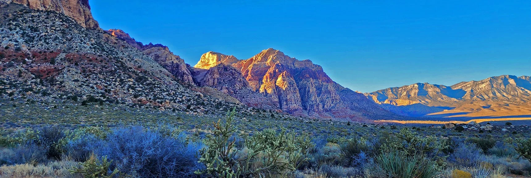 Bridge Mountain in the Sunlight | Oak Creek Canyon North Branch Toward Rainbow Mountains Upper Crest Ridgeline | Rainbow Mountain Wilderness, Nevada