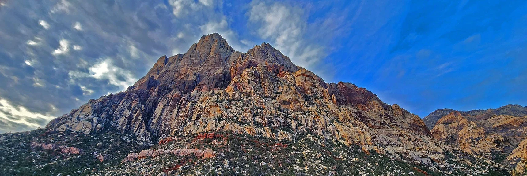 Northwestern View of Mt. Wilson from the Canyon Entrance. | Oak Creek Canyon North Branch Toward Rainbow Mountains Upper Crest Ridgeline | Rainbow Mountain Wilderness, Nevada
