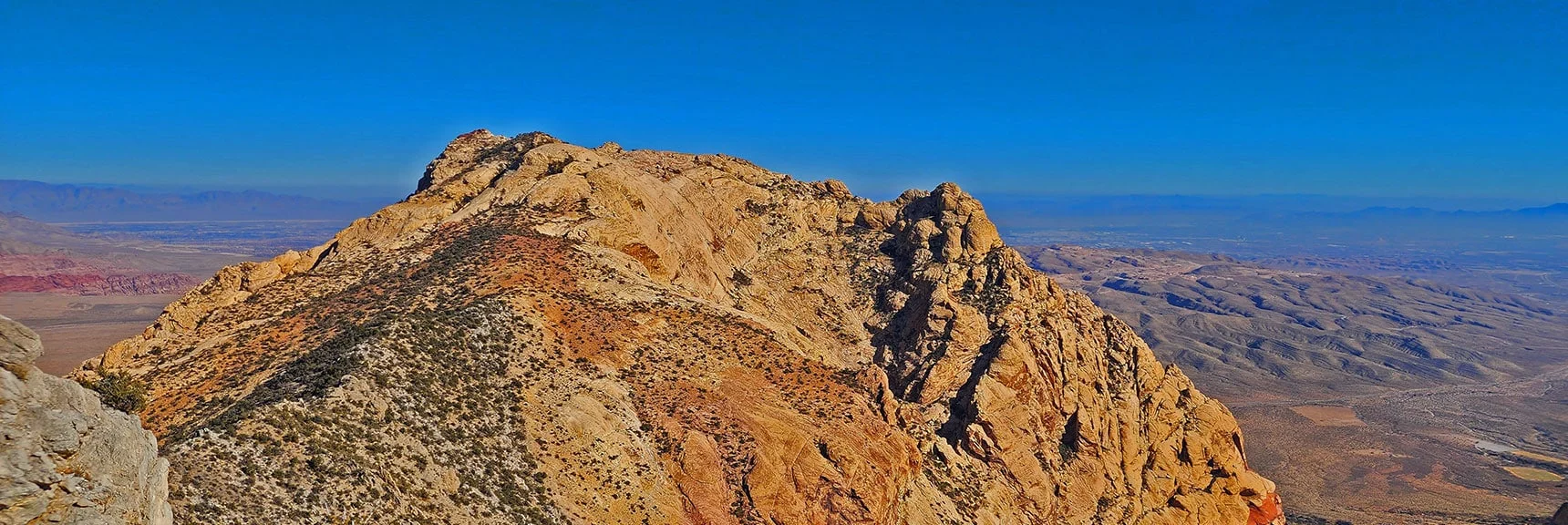 First View of Mt. Wilson from Ridgeline. Only 200ft Lower Than Summit. | Rainbow Mountains Mid Upper Crest Ridgeline from Lovell Canyon, Nevada