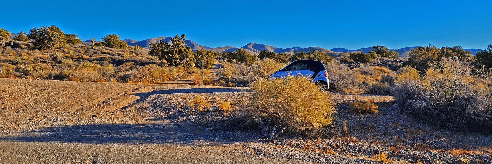 My Start Point 1 Mile Down Lovell Canyon Road Added 2 Miles to Round Trip | Rainbow Mountains Mid Upper Crest Ridgeline from Lovell Canyon, Nevada