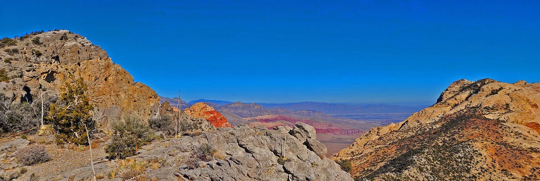 First Creek Overlook Cliff (Left) to Mt. Wilson Summit (Right). | Rainbow Mountains Mid Upper Crest Ridgeline from Lovell Canyon, Nevada
