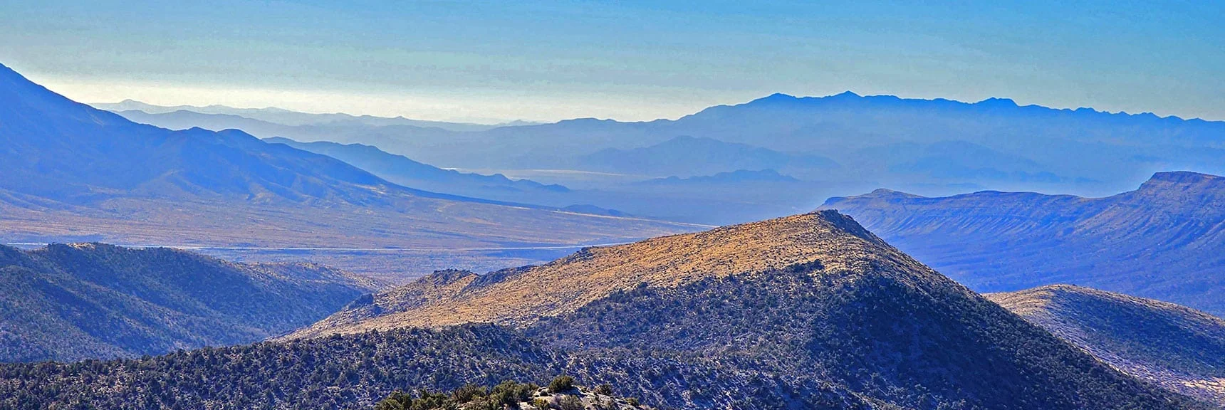 Southwestern View Down Highway 160. | Rainbow Mountains Mid Upper Crest Ridgeline from Lovell Canyon, Nevada