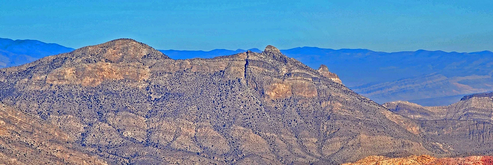 Zoom in on Damsel Peak on East Side of Brownstone Basin. | Rainbow Mountains Mid Upper Crest Ridgeline from Lovell Canyon, Nevada