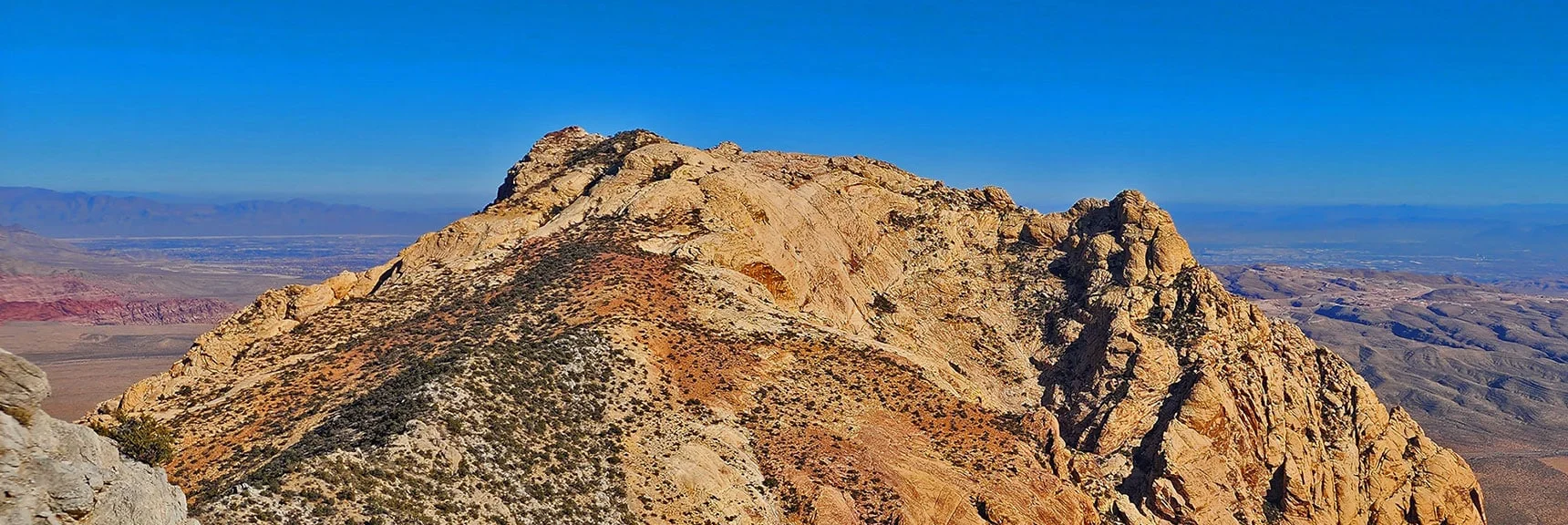 View Down to Mt. Wilson Summit From Above on the Upper Crest Ridgeline | Rainbow Mountains Mid Upper Crest Ridgeline from Lovell Canyon, Nevada