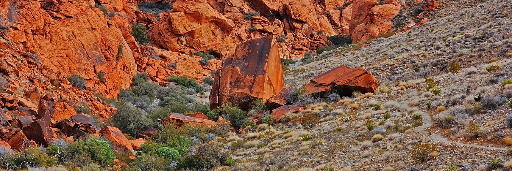 The Flat Rock Face to the Right of the Tall Rock Made a Great Drawing Surface | Grand Circle Loop | Red Rock Canyon National Conservation Area, Nevada