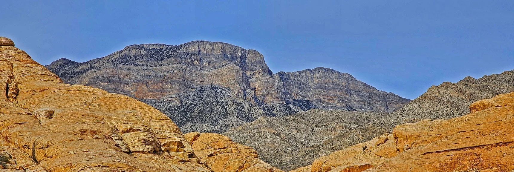 El Padre and La Madre Mountains on Keystone Thrust Cliffs. Southern Approach Between | Grand Circle Loop | Red Rock Canyon National Conservation Area, Nevada