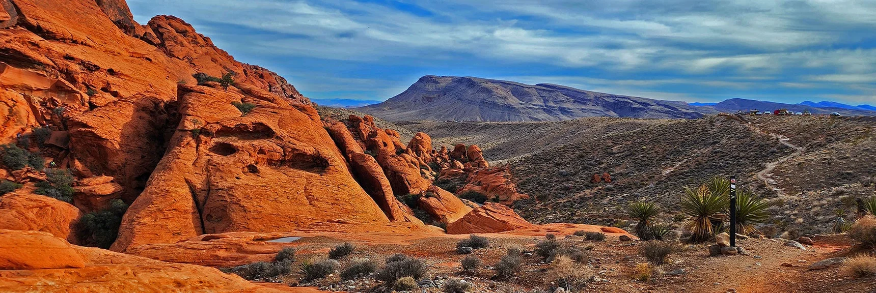 Blue Diamond Hill Coming Into View Along with Scenic Drive Pullout #2 and #1 | Grand Circle Loop | Red Rock Canyon National Conservation Area, Nevada