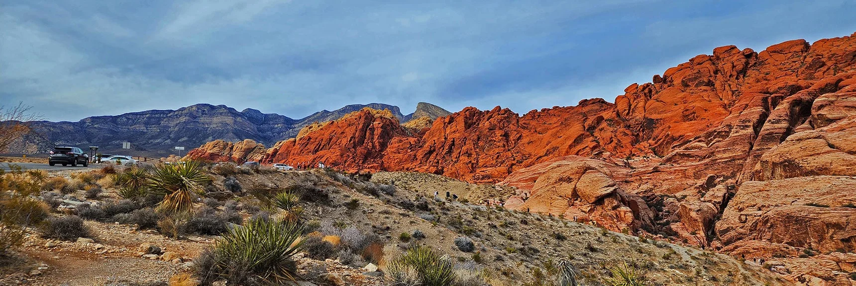 Scenic Drive Pullout #1 Looking North. Public Play Area vs. Pullout #2 for Rock Climbers | Grand Circle Loop | Red Rock Canyon National Conservation Area, Nevada