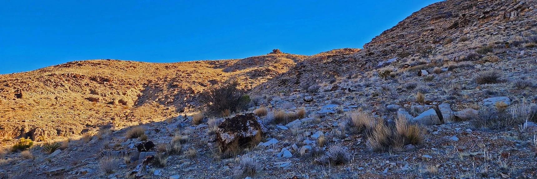View to First Upper Ridge High Point from Bomb Voyage/Muffin Trail | Eastern Outer Circuit | Blue Diamond Hill | Red Rock Canyon, Nevada