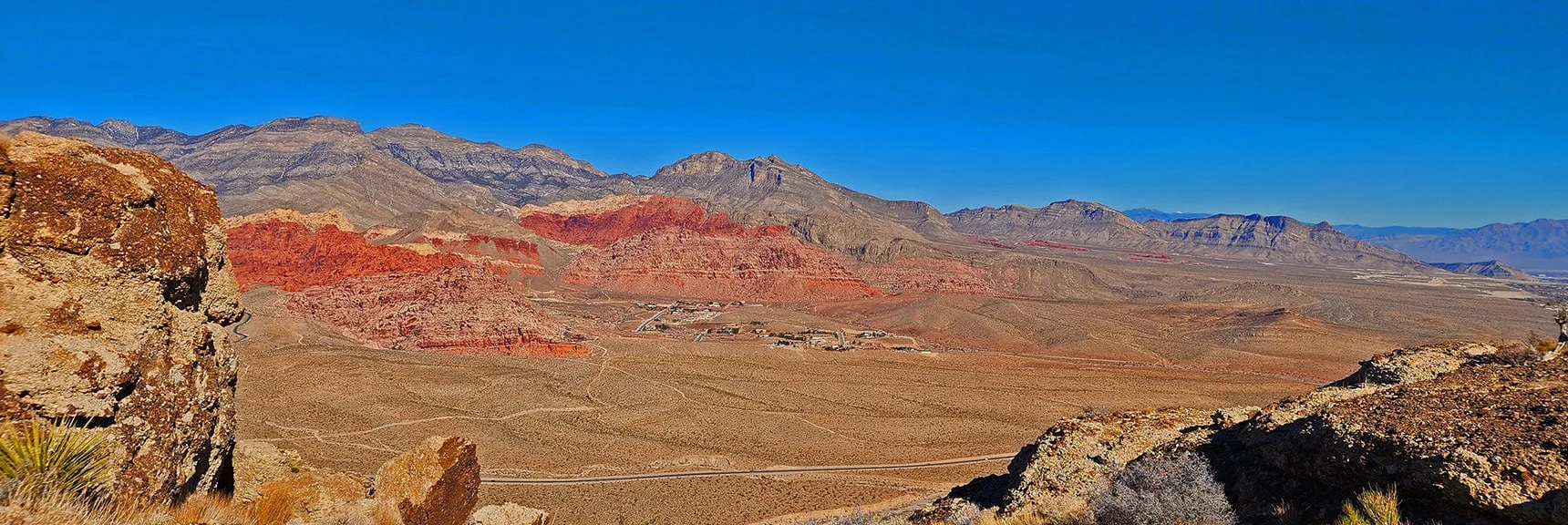 Calico Basin & Keystone Thrust Form Background to Ridgeline Rock Formations | Eastern Outer Circuit | Blue Diamond Hill | Red Rock Canyon, Nevada