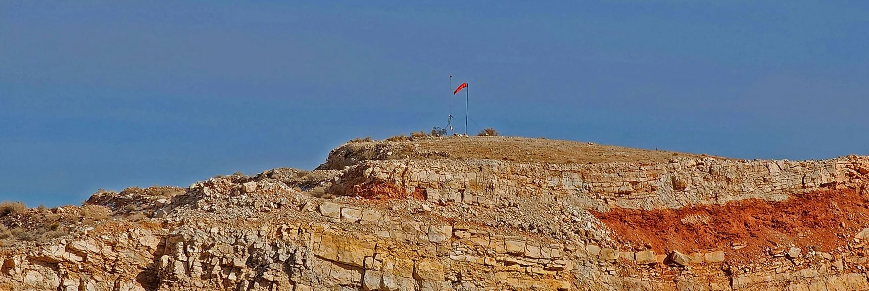 Ascending Toward the Wind Sock. Best 360-Degree View on Blue Diamond Hill East Ridge | Western Outer Circuit | Blue Diamond Hill | Red Rock Canyon, Nevada