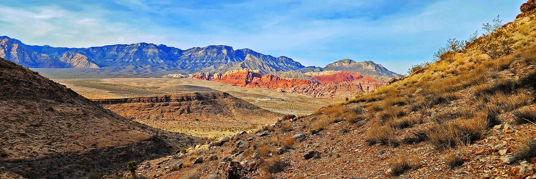 View of Red Rock Canyon and Beyond from Skull Canyon's Lower Opening. | Western Outer Circuit | Blue Diamond Hill | Red Rock Canyon, Nevada