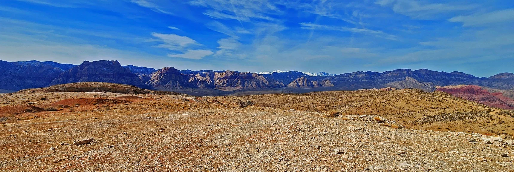 View Toward Rainbow Mts. Mt. Charleston Wilderness Now in View. | Western Outer Circuit | Blue Diamond Hill | Red Rock Canyon, Nevada