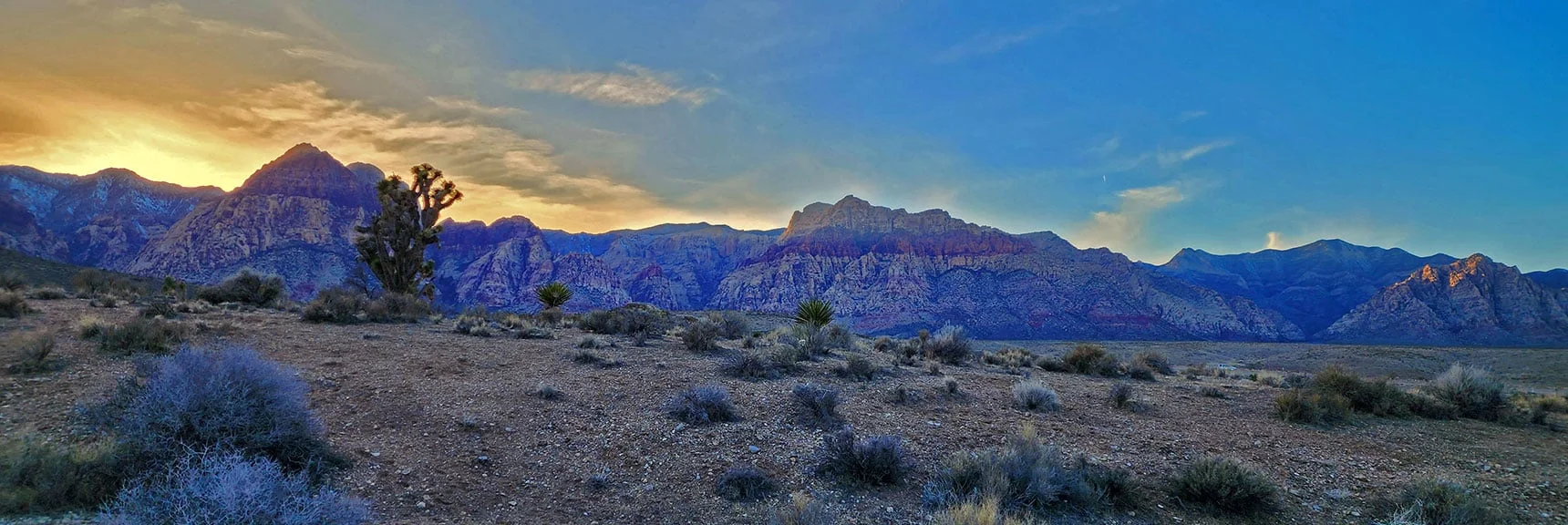 Rainbow Mts. Sunset Silhouette from Bunny Trail | Western Trails and Ridges | Blue Diamond Hill | Red Rock Canyon, Nevada