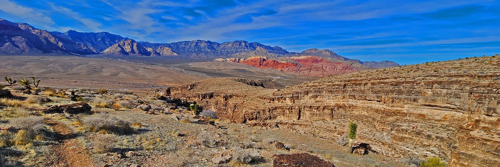 2nd Finger Ridge View Down Cowboy Canyon Toward Red Rock Canyon and Beyond | Western Trails and Ridges | Blue Diamond Hill | Red Rock Canyon, Nevada