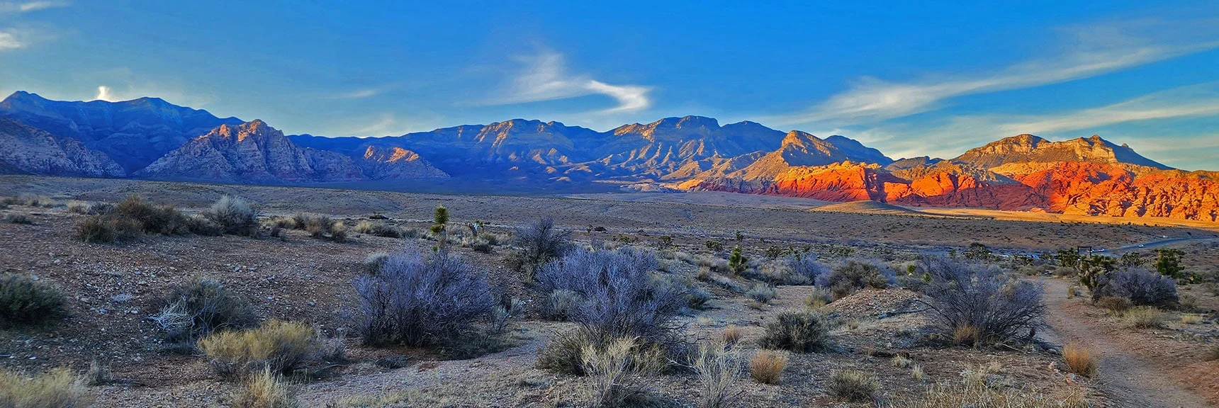 Red Rock Canyon Sunset from Lower Bunny Trail | Western Trails and Ridges | Blue Diamond Hill | Red Rock Canyon, Nevada