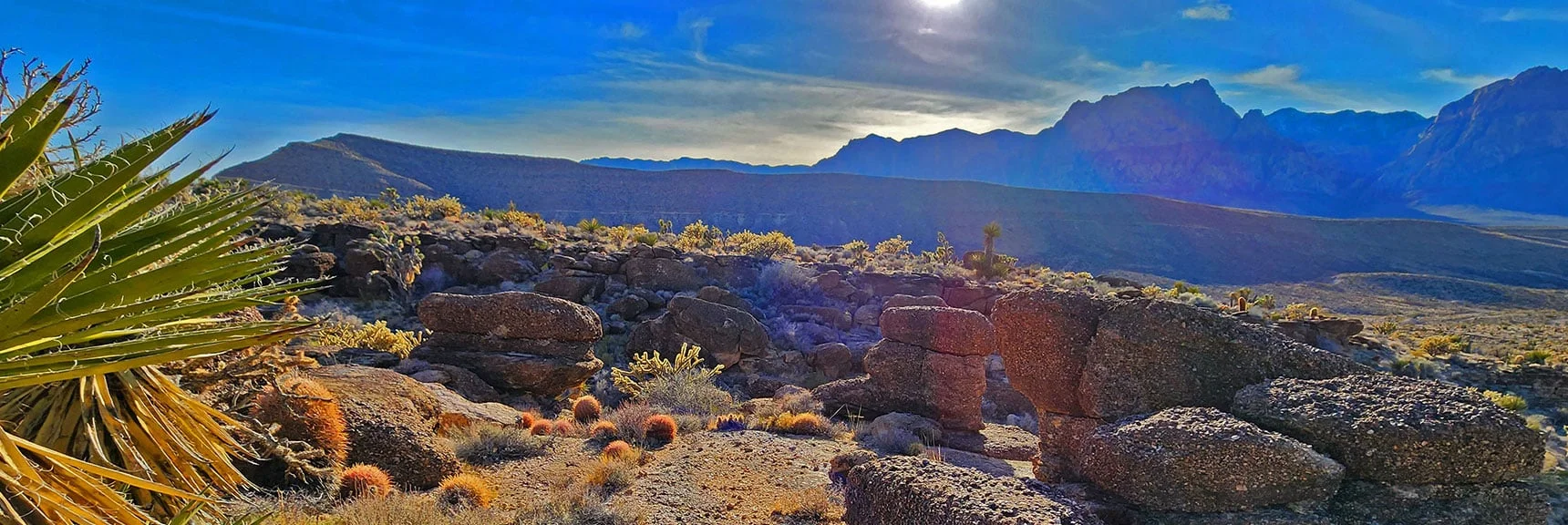 View Back To Pillars, High Western Ridge and Rainbow Mountains Background | Western Trails and Ridges | Blue Diamond Hill | Red Rock Canyon, Nevada