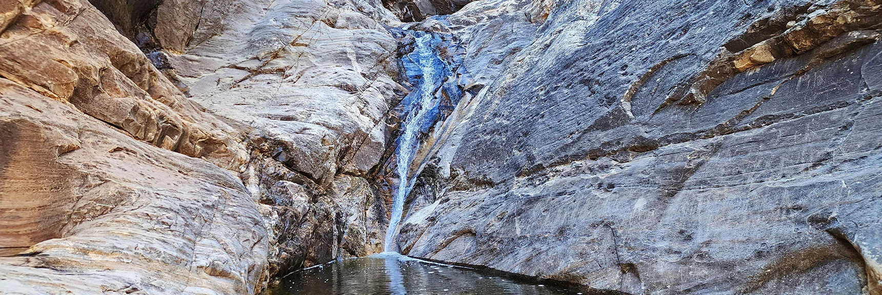 Avoid Trying to Scale Smooth Rocks Around Lower Fall. Good Turnaround Point Here | Ice Box Canyon | Red Rock Canyon NCA, Nevada | Las Vegas Area Trails | David Smith
