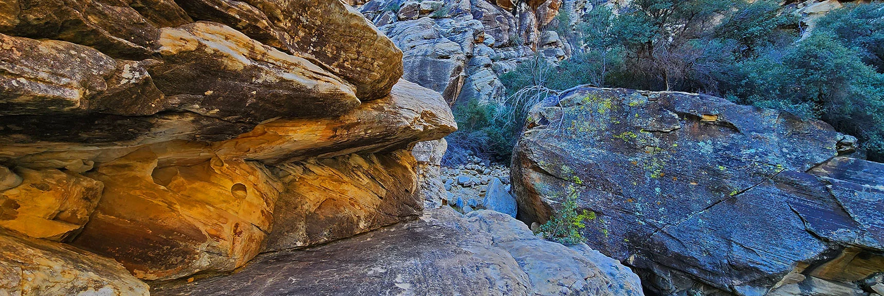 Now We're Rounding a Ledge Top Near the Upper Waterfalls. | Ice Box Canyon | Red Rock Canyon NCA, Nevada | Las Vegas Area Trails | David Smith