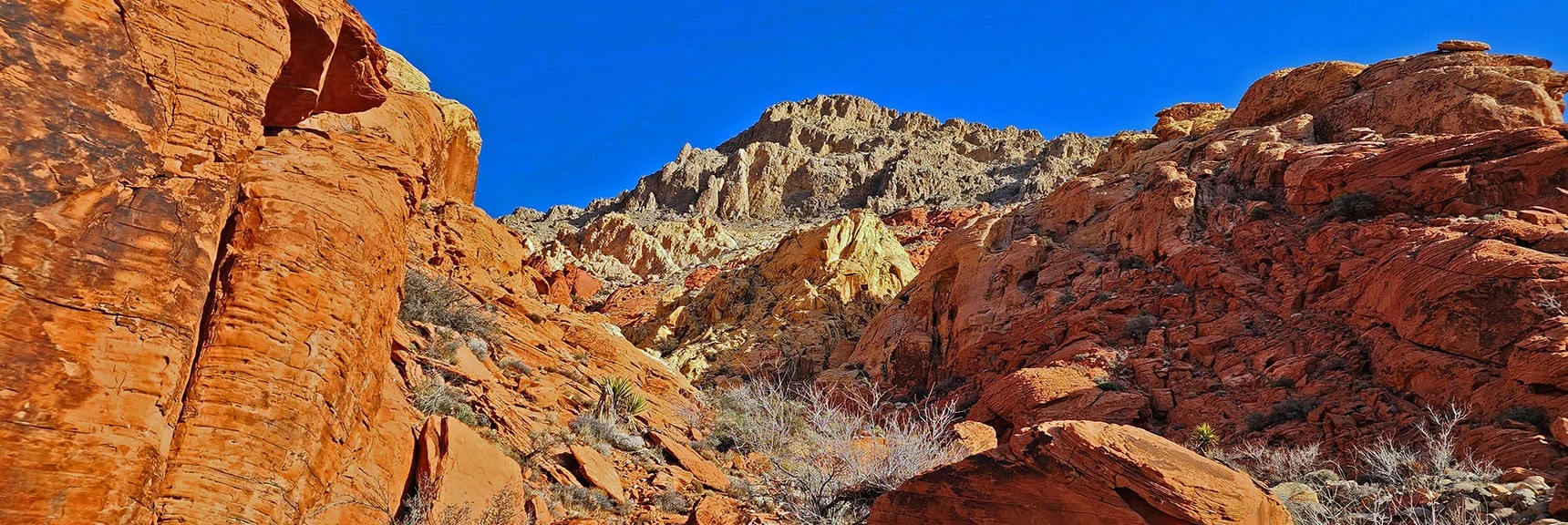 Entering the Opening of Ash Canyon. No Distinct Trails Lead Here. Aim for the Canyon. | Ash Canyon to Calico Tanks | Calico Basin and Red Rock Canyon, Nevada | David Smith | Las Vegas Area Trails